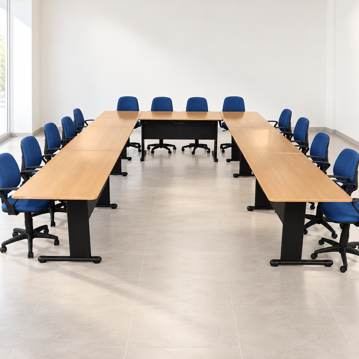 Mobiliario de reunión dispuesto en U